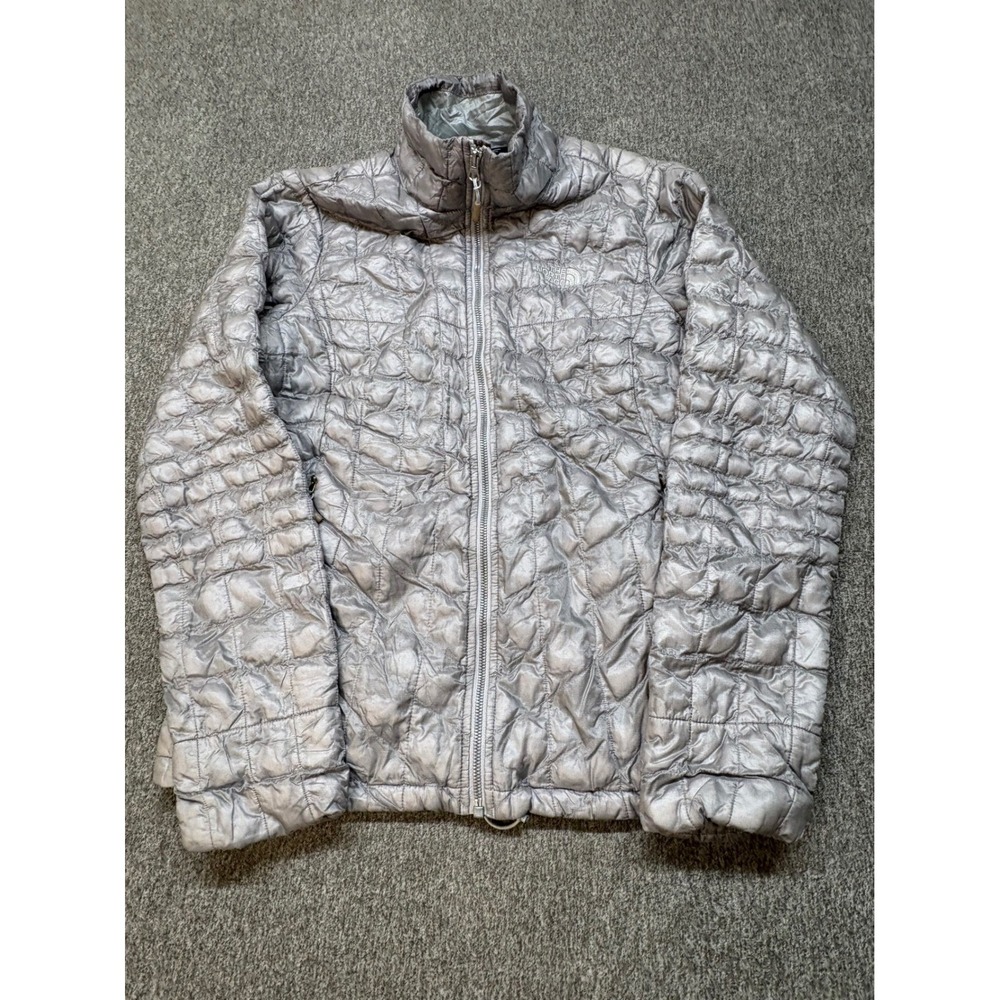 The North Face Womens ThermoBall Eco Puffer Jacket Silver Metallic Medium‎ M